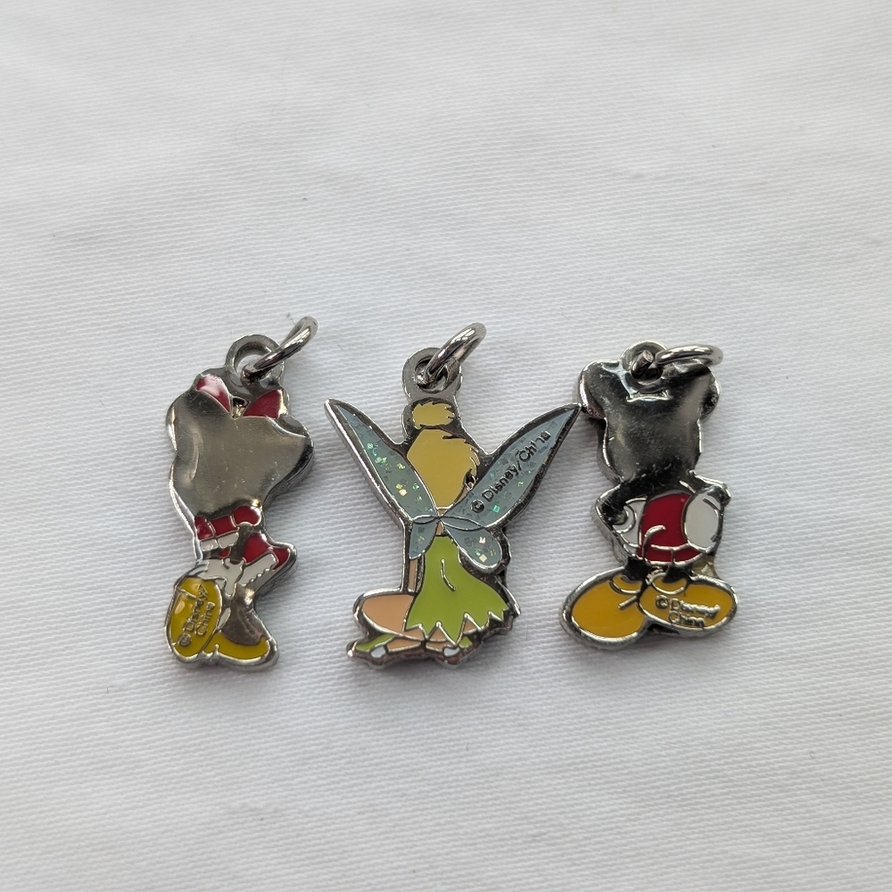 Vintage Disney Double Sided Enamel Charms Mickey Minnie Tinkerbell - Picture 5 of 7